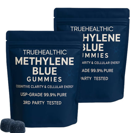TRUEHEALTHIC Methylene Blue Gummies, for Cognitive Support & Mental Focus, Clean 5mg of Methylene Blue Per Gummy, 99.9% Pure, Vegan, Non-GMO, 60 Gummies