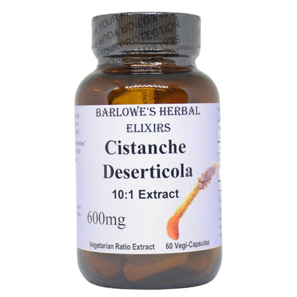 Barlowe's Herbal Elixirs Cistanche Extract | Cistanche Deserticola | 10:1 | 600 mg Per Capsule | 60 Veggie Capsules | Stearate Free | Glass Bottle | Non GMO