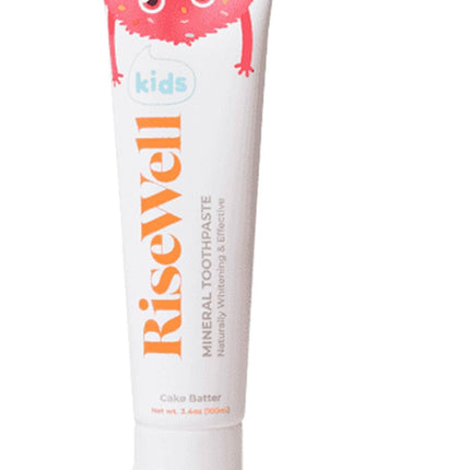 RiseWell Mineral Toothpaste for Kids - Hydroxyapatite Toothpaste with Xylitol for Teeth Protection - Made by Dentists, Safe to Swallow, Gentle and All Natural - Cake Batter Flavor, 3.4 Oz