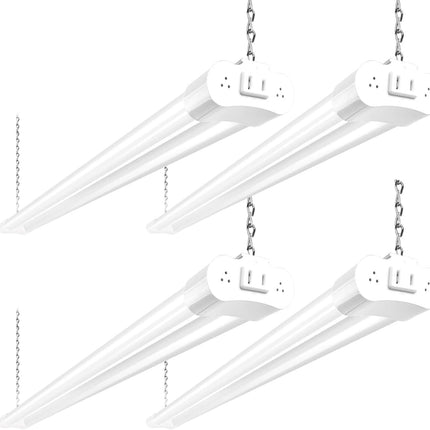 hykolity 4 Pack Linkable LED Shop Light, 4FT 42W [250W Equivalent], 4400lm, 5000K Daylight, with Plug, Utility Light Fixture, Hanging or Surface Mount, White