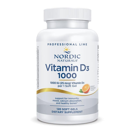 Nordic Naturals Pro Vitamin D3 1000, Orange - 120 Mini Soft Gels - 1000 IU Vitamin D3 - Supports Healthy Bones, Mood & Immune System Function - Non-GMO - 120 Servings