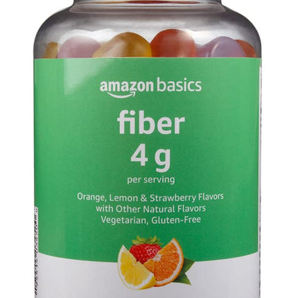Amazon Basics Soft Fiber Gummies for Digestive Health and Regularity, Orange, Lemon & Strawberry Flavors, 90 Count, Pack of 1 (Previously Solimo)