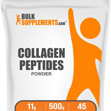 BulkSupplements.com Collagen Peptides Powder - Bovine Collagen Powder, Powdered Collagen Supplement - Hydrolyzed & Gluten Free, 11g per Serving, 500g (1.1 lbs) (Pack of 1)