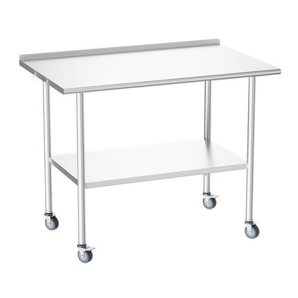 Atelicf NSF Stainless Steel Prep Table 30X48 inch, Backsplash & Casters