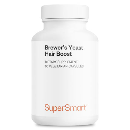 SuperSmart - Brewer's Yeast Hair Boost (Advanced Formula) - with Saccharomyces Cerevisiae, Zinc, Biotin - Hair Supplement | Non-GMO - 60 Vegetarian Capsules