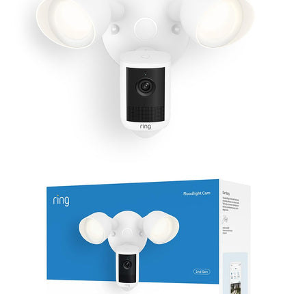 Ring Floodlight Cam 2K (newest model), Wired, Home or business security, Wide-Angle Retinal 2K Video, 6x Enhanced Zoom, Ultra-Bright Floodlights, White
