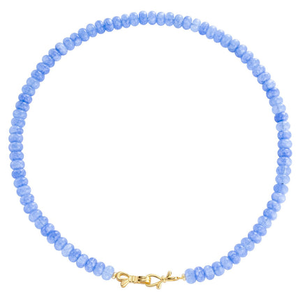 NLIEO Aquamarine Gemstone Beaded Necklace for Women