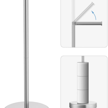 Brushed Nickel Toilet Paper Holder Stand, Freestanding Toilet Paper Holder for Bathroom, 304 Stainless Steel Rustproof Tissue Roll Holder Storage for 4 Rolls(Fits All Rolls) by Evolvegoods