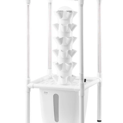 VEVOR Hydroponic Growing System with Grow Light, 30 Pods Vertical 6 Tiers Hydroponic Tower, Home Hydronic Garden with Water Pump, Plants Germination Kit for Indoor Herbs, Fruits and Vegetables