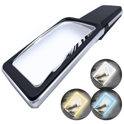 MAGNIPROS Patented 3X Large Magnifying Glass with Light | 3 Color Light Modes | Anti-Glare Lens & Stepless Dimmable LEDs | Perfect for Reading Fine Print & Inspection - Ideal for Seniors & Low Vision