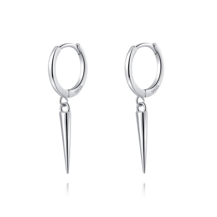 SLUYNZ Sterling Silver Spike Small Hoop Earrings for Women Teen Girls Geometric Hoop Earrings Huggie Drop (A-SILVER)