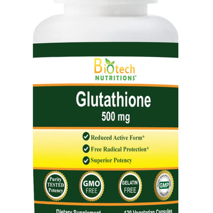Biotech Nutritions Glutathione 500 mg 120 Vegetable Capsules