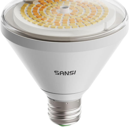 SANSI 250W Equivalent LED Grow Light Bulb, BR30 24W 3000K 5000K Red 660nm Infrared 730nm Full Spectrum Grow Bulb, IP54 Waterproof Grow Light for Indoor Outdoor Plants