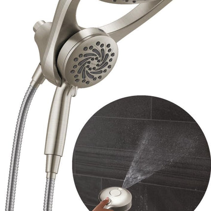 Delta 5-Setting HydroRain 2-in-1 Dual Shower Head with ProClean Spray, Brushed Nickel High Pressure Shower Head with Handheld Spray, 1.75 GPM Flow Rate, Satin Nickel 75419SN