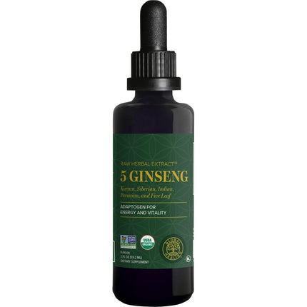 Global Healing Center - Ginseng - Organic Raw Herbal Extract - Liquid Panax Supplement Drop Promotes Energy - Korean and Siberian Ginseng Supplement, Maca, Ashwagandha - Non-GMO - 2 Fl Oz