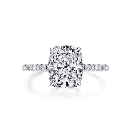 Bo.Dream Cushion Cut Cubic Zirconia CZ Engagement Rings for Women Platinum Plated Sterling Silver (6)