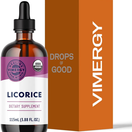 Vimergy Licorice – Promotes Digestive Function* 57 2mL (50-58 Drops) Servings (200mg Extract Per Serving) – Benefits Respiratory Health* – USDA Certified Organic, Vegan, Gluten-Free – 115 mL