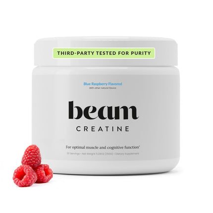 Beam Creatine Monohydrate Powder – 5g Micronized Creatine Monohydrate, Flavored Creatine for Women & Men, Muscle Strength, Growth & Cognitive Support, Blue Raspberry Flavor, 30 Servings