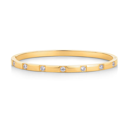 PAVOI CZ Dainty Waterproof Bangle Bracelet for Women, Yellow Gold, 6.5IN