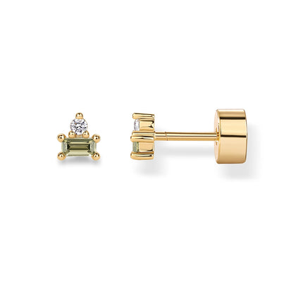 PAVOI Stud Earrings, 925 Silver, Yellow Gold, Size 4.1 x 3.7 Millimeters