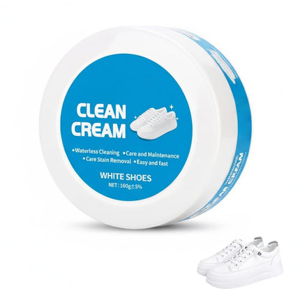 asfanst White Shoe Cleaner Cream, Multipurpose No-Wash Cleaning Paste with Sponge for Leather Sneakers and Soles, Removes Dirt and Stains (2)