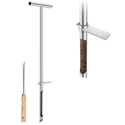 36 Inch Soil Sampler Probe, Stainless Steel Soil Core Sampling Tool with T-Handle, Heavy Duty Soil Probe for Lawn, Garden, Farm & Soil Testing