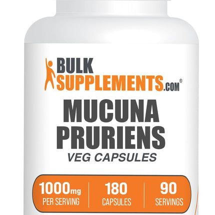 BulkSupplements.com Mucuna Pruriens Capsules - Herbal Supplements, Mucuna Pruriens Supplement, Velvet Beans - Vegan & Gluten Free, 2 Capsules per Serving (1000mg), 180 Count (Pack of 1)