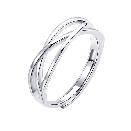 OOOPEL Sterling Silver Adjustable Ring S925 Silver Rings for Women Cubic Zirconia Twist Love Knot Dainty Ring Silver Minimalist Open Finger Rings Silver Thumb Sterling Silver Ring