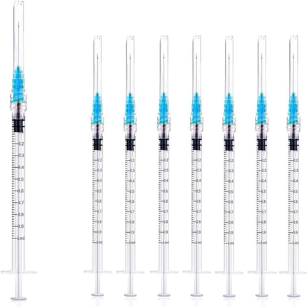 Luer lock 1ml Syringe with 23G 1inch/25mm Lab Supplies for Scientific Research, Industrial Dispensing or Liquid Measuring, 50Pack