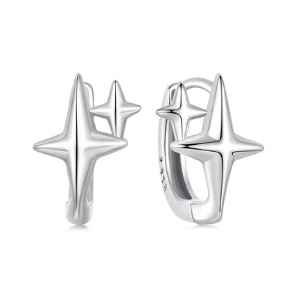 MUNDELL Silver Star Huggie Hoop Earrings for Women Hypoallergenic Earrings