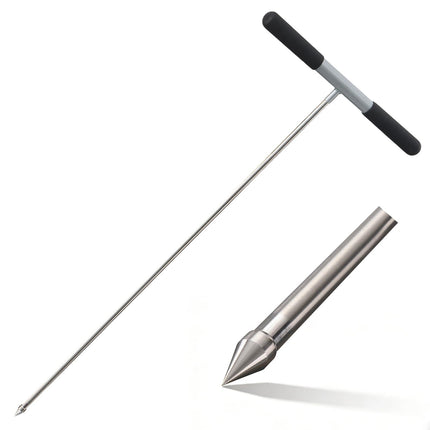Soil Probe Rod, 33"-48" Septic Tank Locator Tool, Stainless Steel Probing Rod, Ground Probe Rod with T Handle, Ground Rod Tool for Soil Compaction, Gardening, Locating Underground Pipes & Gopher Runs