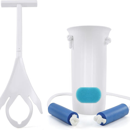 Jellas Sock Aid Kit, Flexible Sock Aid Device with Long Rope - Sock Puller aid Easy on and Off Device for Putting On and Removing Socks or Stockings, Sock Helper for Independence and Comfort (White)