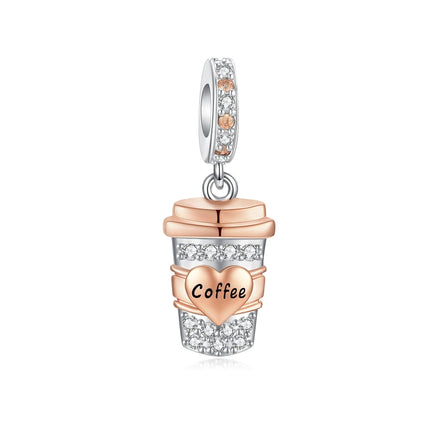 Alstade Coffee Cup Dangle Charm 925 Sterling Silver Charms fits Bracelets and Necklace Pendant Bead Charms Jewelry Present for Women Family Friends