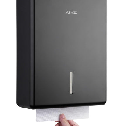 AIKE 400 Sheets Wall Mount Paper Towel Dispenser,Fit Multifold Paper,Black