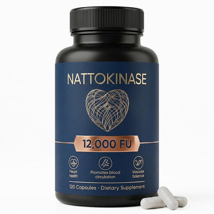 LUNESSA Nattokinase 12000 FU Per Serving, Nattokinase Supplement Organic, Supports Circulation & Heart Wellness, Vegan, Gluten Free, 120 Capsules