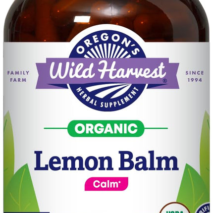 Oregon's Wild Harvest Certified Organic Lemon Balm Herbal Supplement 1125 MGS, 180 Count