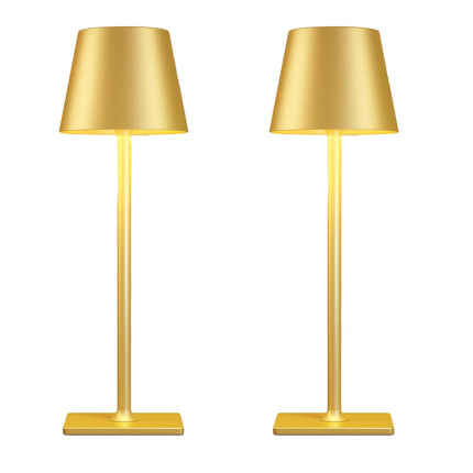 Yogaret 2 Pack Gold Rechargeable Table Lamps,Cordless Lamp with 6000mAh Battery Operated,Wireless Lamp for Restaurant Home Dinner Dining Kitchen Outdoor Patio,Waterproof & Portable