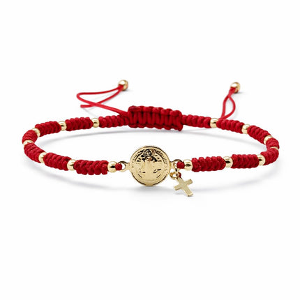 St Benedict Medal Red String Adjustable Bracelet for her Pulsera San Benito