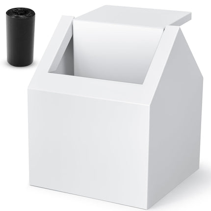 Kritkin 1 Pack Double Entry Sanitary Napkin Receptacle Swing Top, White