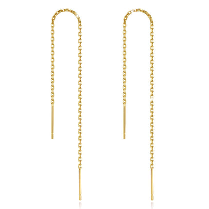 Dangle Earrings Threader Chain Earring Women Sterling Silver (Gold)