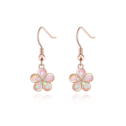 CiNily Rose Gold Plated Flower Dangle Drop Earrings Opal Earrings for Women