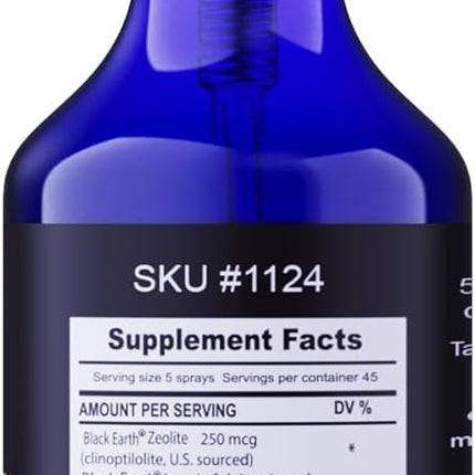 Black Earth Zeolite with Humic Fulvic Acids, Trace Minerals, for Adults and Kids Supports Gut Health, Immune Support, Digestion and Elimination and More 1oz Liquid Pump Spray Supplement (2 Pack)