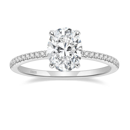 EAMTI 925 Sterling Silver Engagement Rings for Women Oval Cut Size 7