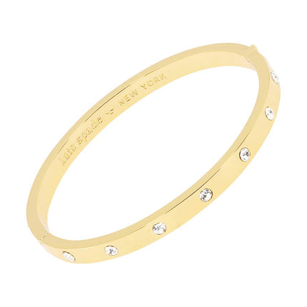 kate spade new york Set in Stone Metal Stone Hinged Bangle, Clear/Gold, One Size