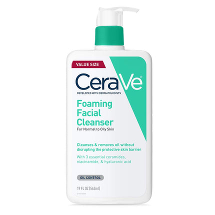 CeraVe Foaming Facial Cleanser, Gentle Cleanser for Oily Skin, 19oz