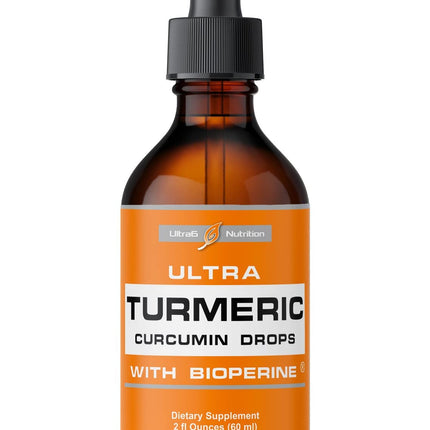 Ultra6 Nutrition Liquid Turmeric Curcumin Extract with Black Pepper - Turmeric Drops with Bioperine - Easy-to-Take Supplements Made in USA (60ml)