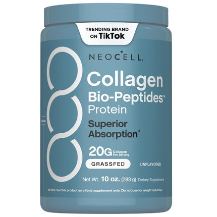 NeoCell Collagen Bio-Peptides Powder | 10oz | Super Hair, Skin, and Nails | Superior Absorption | Grassfed Protein Supplement | Advanced with 18 Essential Amino Acids