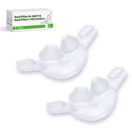 2-Pack Replacement Nasal Pillow Cushion Compatible with Swift FX - Ultra Soft Silicone CPAP Mask Cushion with Dual-Layer Technology for Perfect Seal - Premium Nose Pillows Cushions Only, Medium