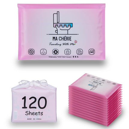 MA CHÉRIE Disposable Toilet Seat Cover 120 Pcs,Extra Large,Flushable,Travel and Pocket Size