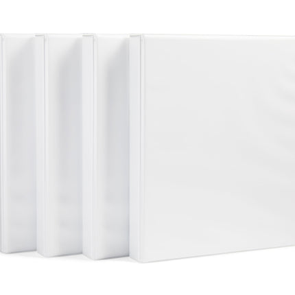 Amazon Basics 3-Ring Binder with Round Rings and Interior Pockets, 1-Inch, White, 4-Pack